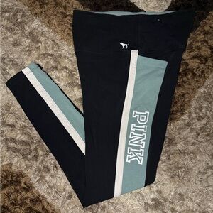 PINK Victoria's Secret Black and Mint Leggings